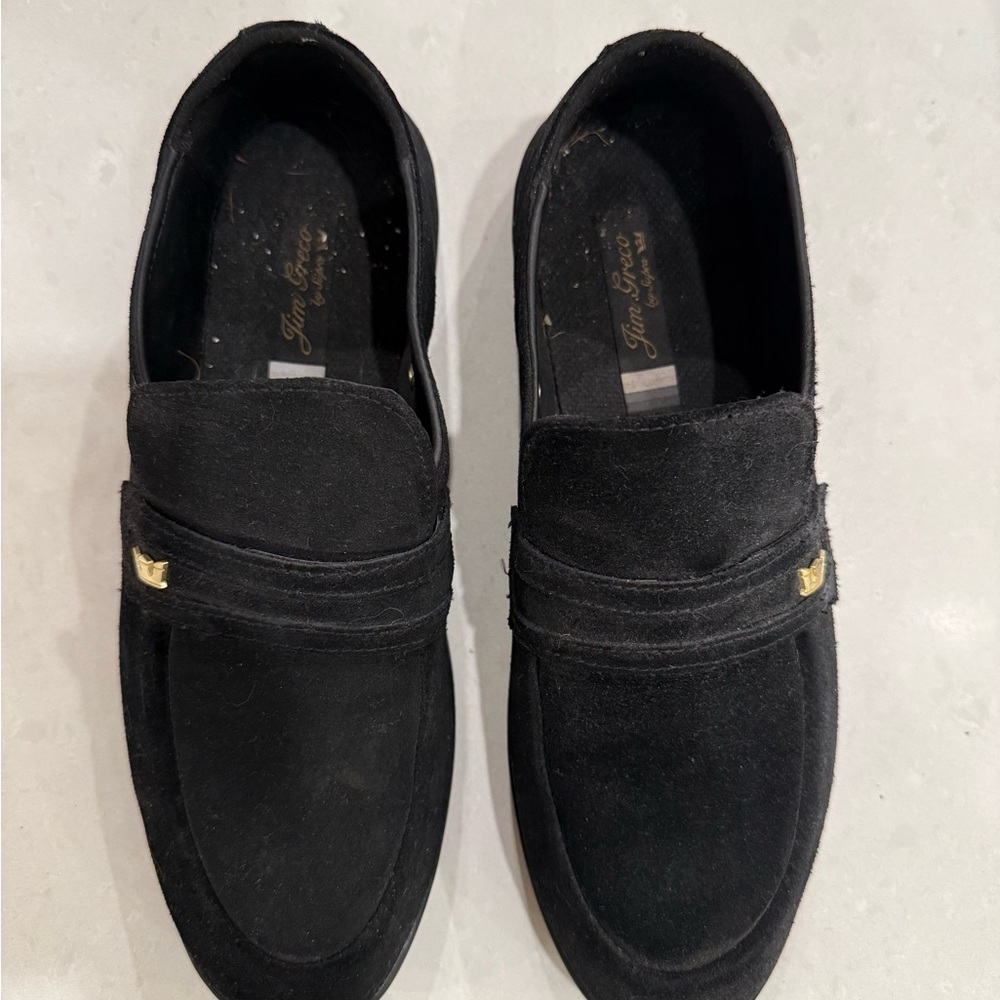 Supra Jim Greco Signature Black Suede Slip-On Loafers with Gold Accent